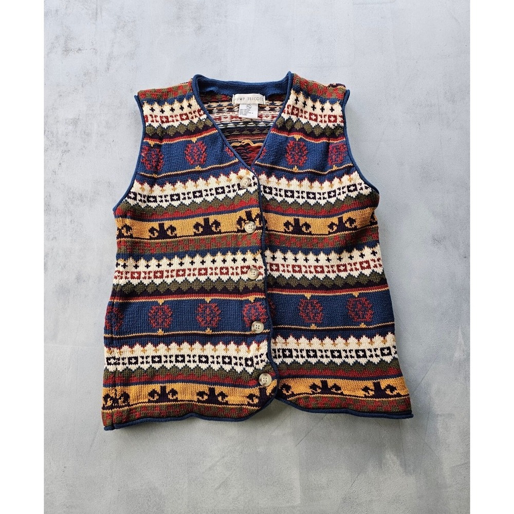 Vintage 1990s Jump Tricots Women's Cotton Knit Sweater Vest M